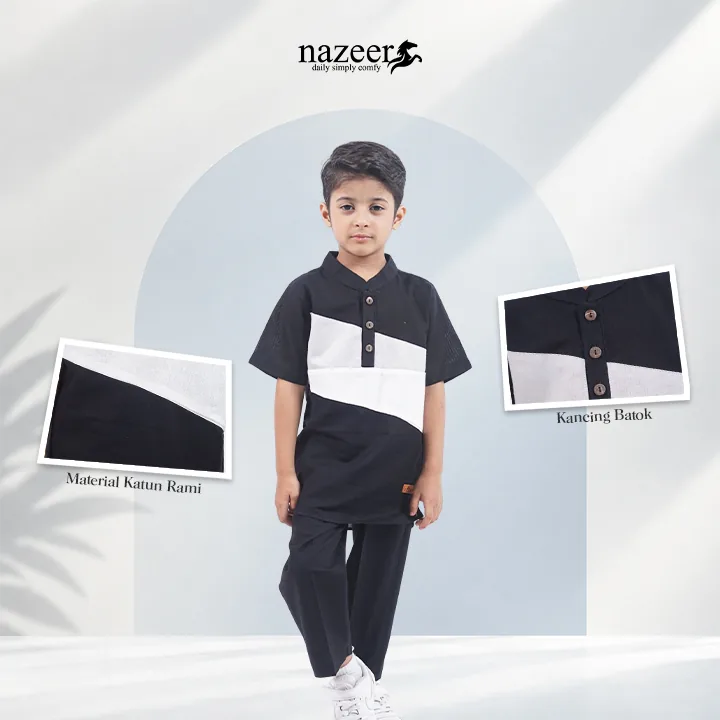Setelan koko lengan pendek Tsabit Kids dengan kancing batok, Style.Nazeer